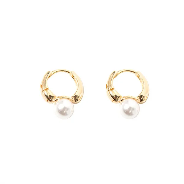 Pendientes de aro pequeños y bonitos con abalorio de perla francesa de primera calidad para mujer, aretes colgantes de oro AB772247k, novedad de 2022