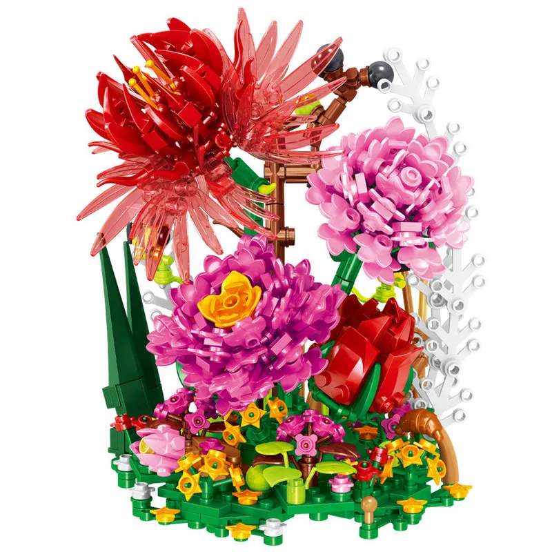 Blocks City Creativity Ummortal цветочные цветы сочные растения MNI здания кирпичи DIY MOC Сборка игрушек для девочек Подарок 220826