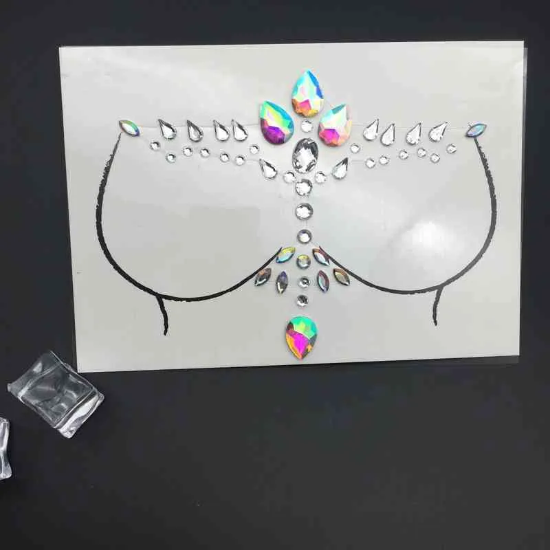 NXY Tymczasowy Tatuaż 3D Akrylowe Kryształ Klejnoty Kubelki Twarzy Dekoracja Wiertła Diamond Pasta Muzyka Festiwal Party Rhinestone Naklejki 0330