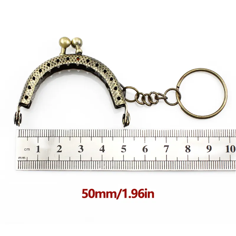 10st 5 cm metallmyntväska för väska med nyckelring hårdvarukyssspärr till plånbokkopplingen S Sew Accessories 220706