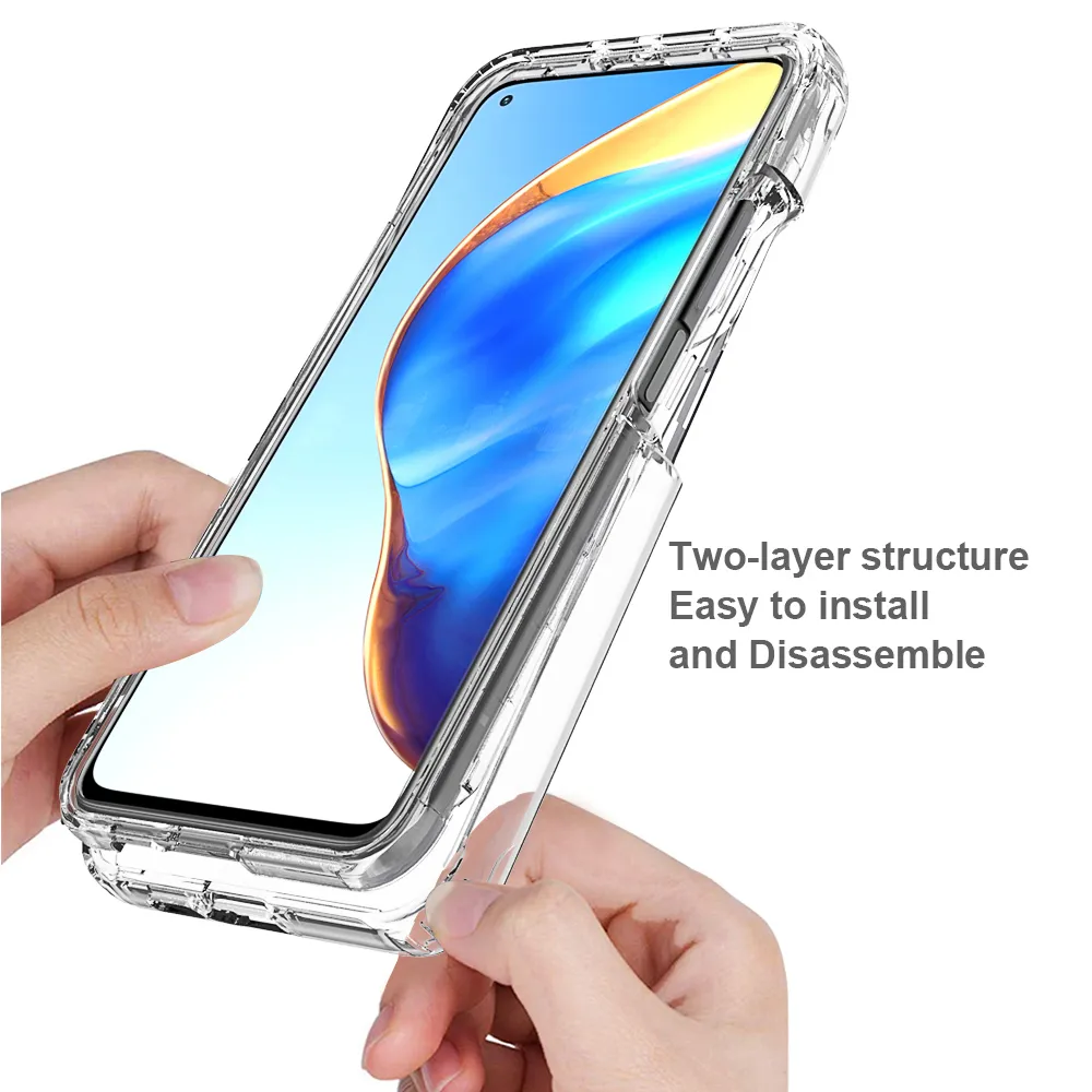 Cas de protection pour smartphone 2 en 1 Protection arrière pour téléphone intelligent Matériau soft et antichoc acrylique doux et transparent