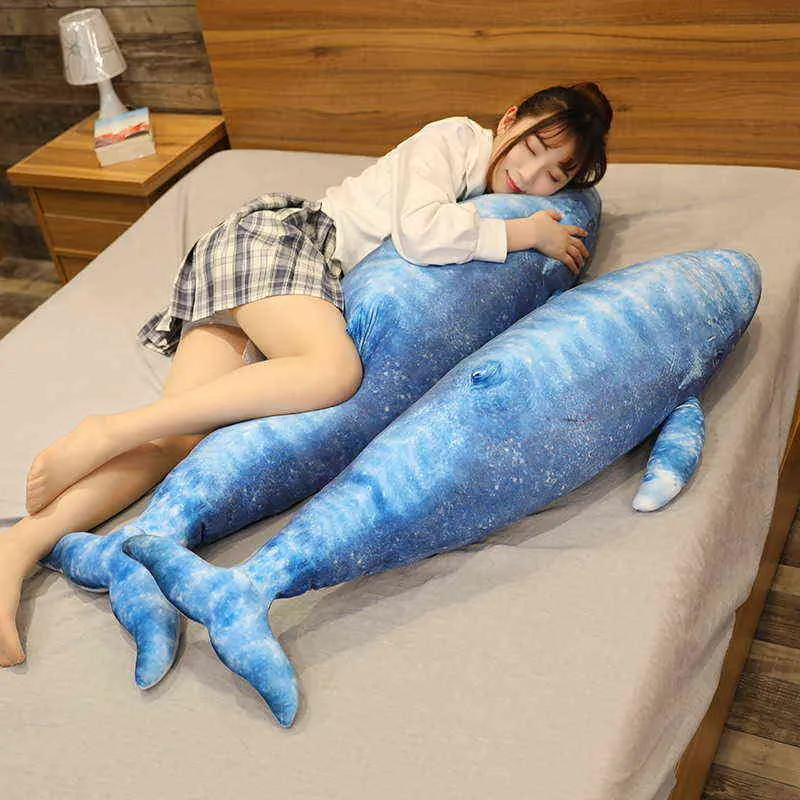 CM Big Beautiful Blue Whale knuffels schattige creatieve dieren haaienpop zacht gevulde speelgoed vis kinderen meisjes Xmas cadeau J220704