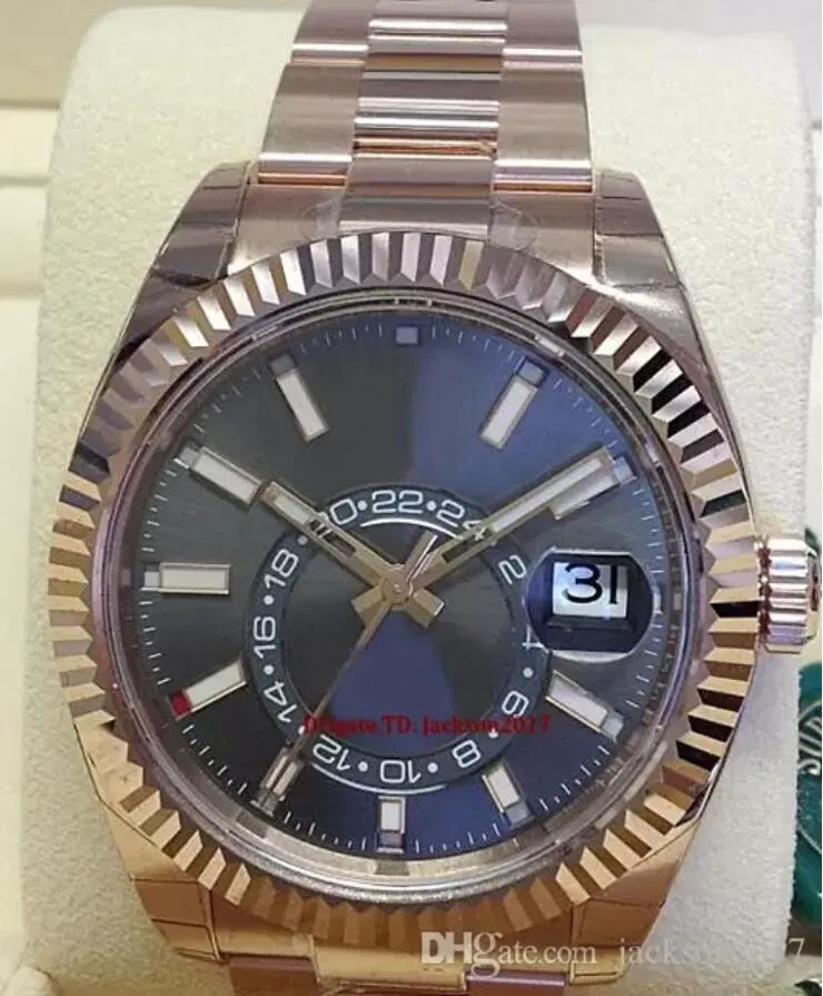 Oryginalne pola certyfikat męskie zegarki Sky-Dweller 326935 Rose Gold Rhodium tarcza 42 mm Asia 2813 ruch automatyczny 182r