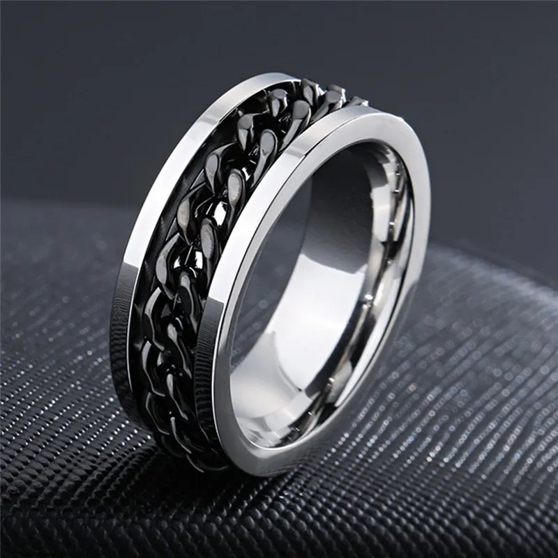 Cool Acier Inoxydable Rotatif Couple Anneau Haute Qualité Spinner Chaîne Rotatif Anneaux pour Femmes Homme Punk Bijoux Parti Cadeau 220719