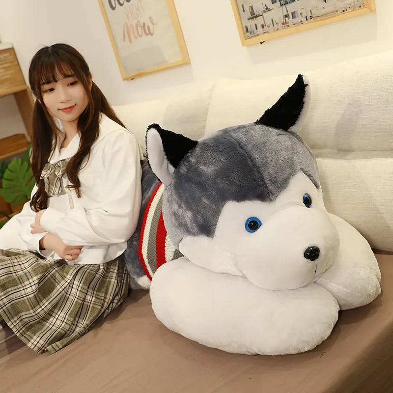 120 cm chien géant en peluche doux en peluche Husky Long oreiller dessin animé Animal poupée coussin de couchage décor à la maison enfants cadeau 2204099072192