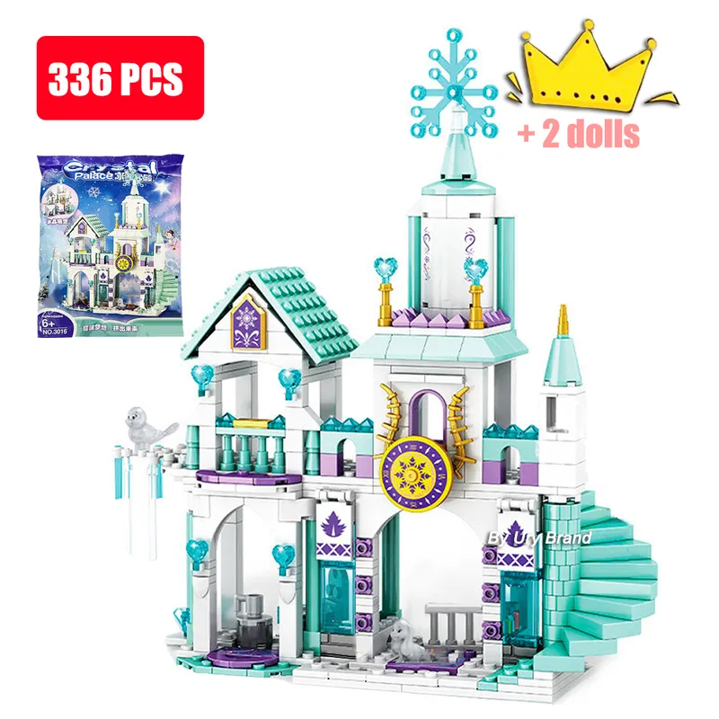 Friends Princess Castle House Sets for Girls Movies Royal Ice Playground Horse Carriage DIY Building Blocks Toys Kids Gifts 220527