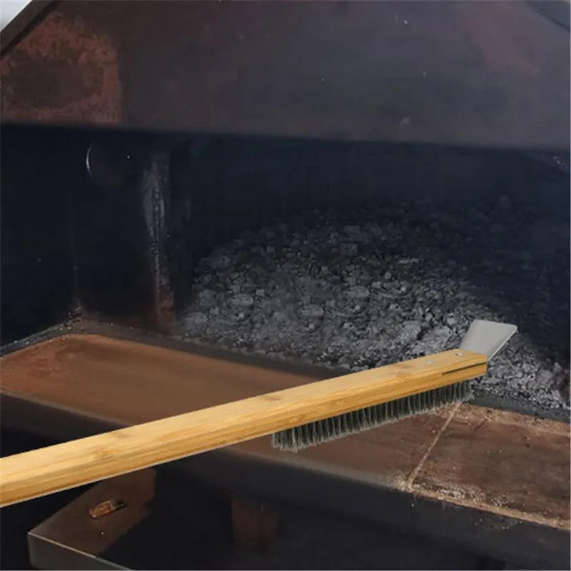 Ferramentas para churrasco Forno Escova de arame Pizza Pedra de limpeza Escova com raspador Acessórios para grelha