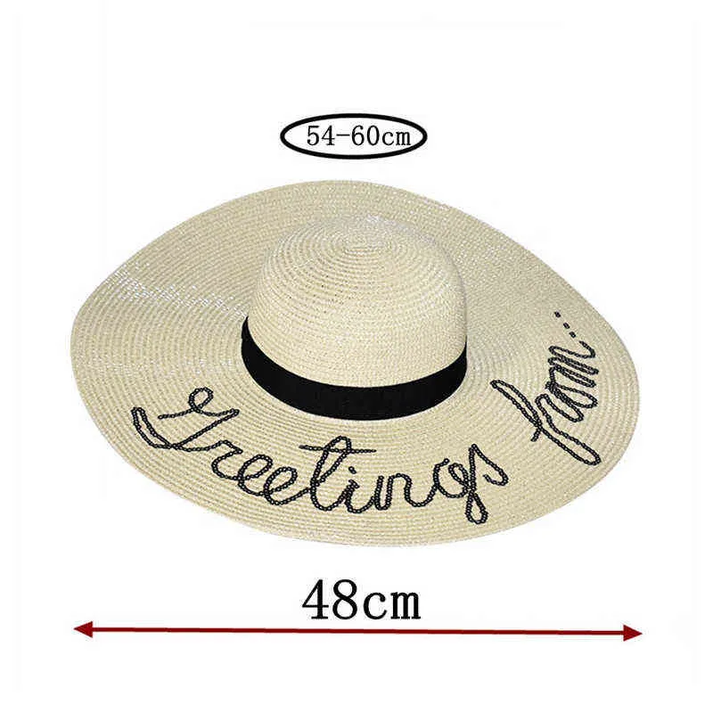 Dame zomer vakantie strand grote rand strohoed vrouwen buiten casual brief reizen zon hoed Panama Gorros G220301