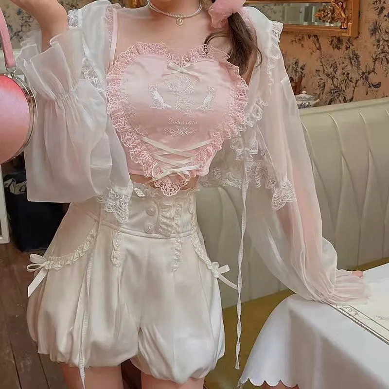 Anime Harajuku Kawaii Bustier Débardeur Femmes Rose Lolita Corset Tops Indie Esthétique Alternative Mode Coréenne Vêtements Décontractés 220325