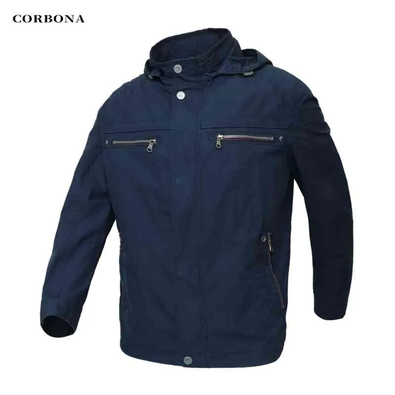 Corbona 2022 novos homens jaqueta superdimizados força exército moda ao ar livre multi bolsos à prova de vento windbreaker casaco marinho azul verde parka