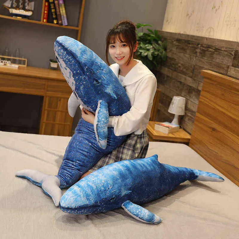 CM Big Beautiful Blue Whale Cuddles Cute Creative Animals Shark Doll mjuk fyllda leksaker Fish Children Girls Xmas Gift J220704