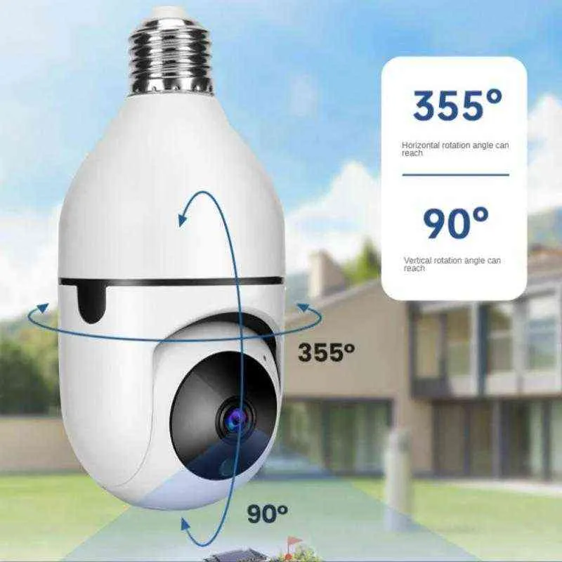 New Smart 2MP 1080P E27 Lampadina Wifi Telecamera PTZ Visione notturna a infrarossi Bidirezionale Talk Indoor Wireless WiFi Baby Monitor AA220315