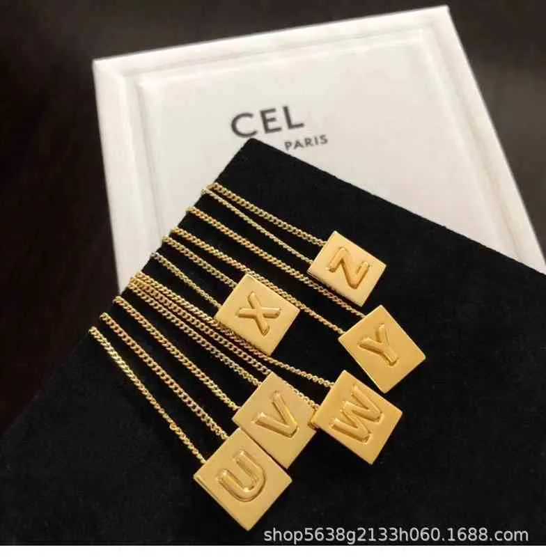 Necklace Designer Letter Lisa Square Clavicle Chain Light Luxury Wind Couple