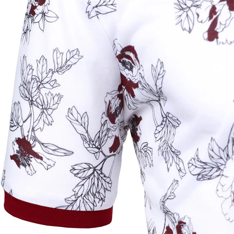 Yaz çiçek baskısı sıradan erkekler polo gömlek moda iş rahat nefes alabilen serin tepeler kısa kollu pamuklu polo gömlek 220527