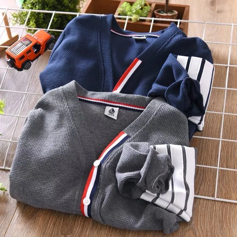 Cappotto cardigan da ragazzo Primavera e autunno Bambini medi e grandi Casual Top coreano Super maglieria stile occidentale