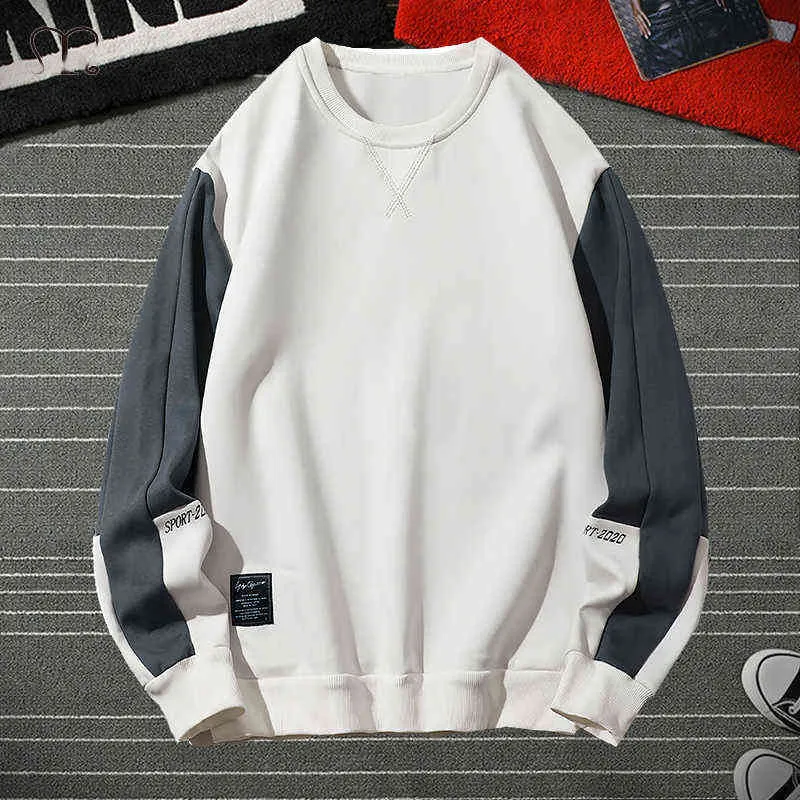 Autumn Spring Patchwork Hoodies Men 2022 Plus Size Round Neck Sweatshirts Hip Hop Punk Streetwear Casual Sweater Sportswear 4XL L220801