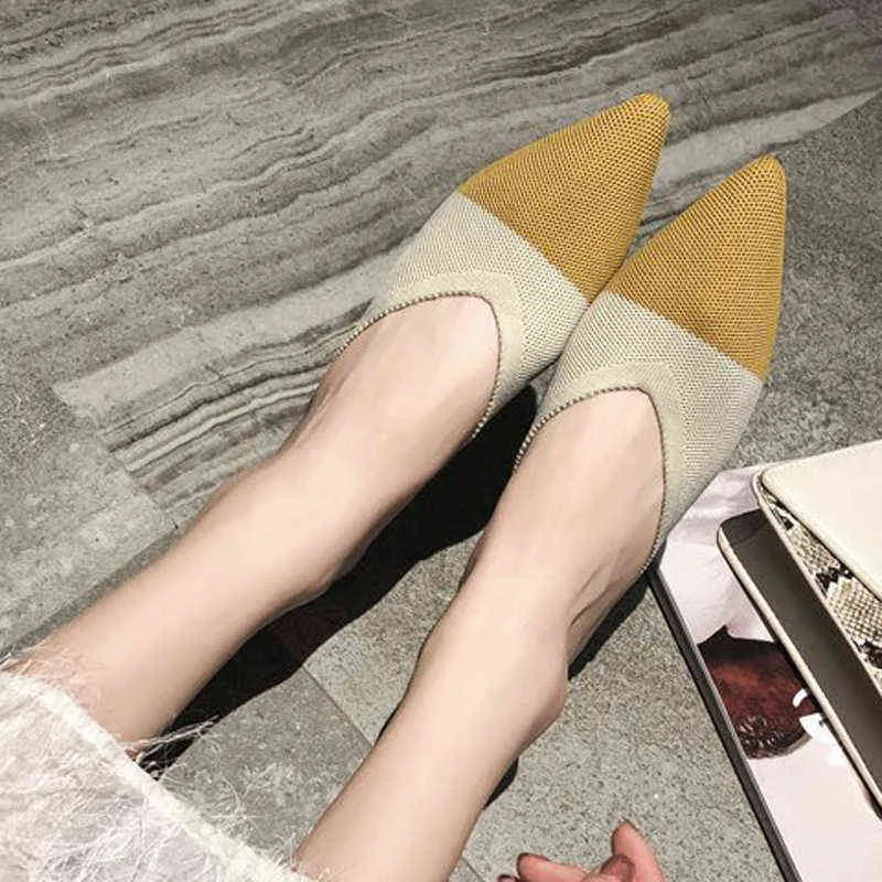 Pointed Toe Knitted Slippers Women Mesh Breathable Summer Slides Fashion Sandals Casual Mules Flat Shoes Spring Plus Size 220615