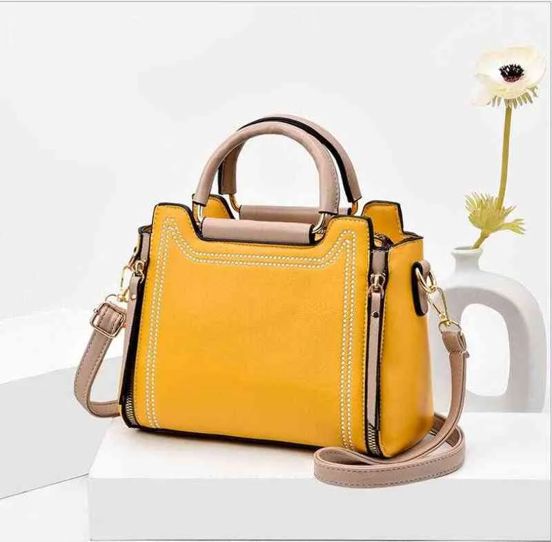 새로운 가죽 핸드백 패션 컬러 일치 핸드백 대용량 숄더 백 패션 한 어깨 대각선 작은 사각형 가방 x220331