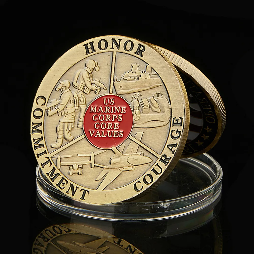 USA Marine Corps Core Values Commitment Honor Courage US Military Challenge Token Coin Value Collectibles4662912