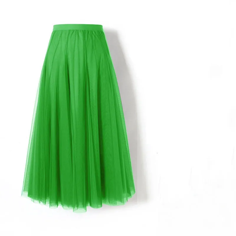 7090 cm długość dużych tiulowych spódnica Kobiety jesienne zima koreańska koreańska urocza zielona szara czarna długa spódnica tutu faldas mujer 220527