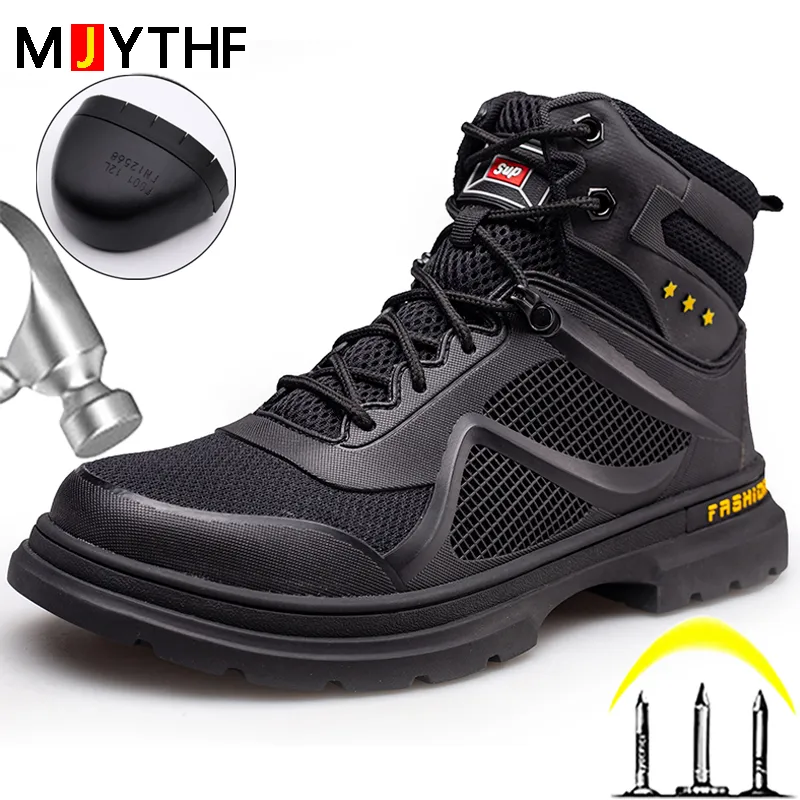 Botas de Segurança de Trabalho de Alta Qualidade Botas de Aço De Toque Sapatos Homens Anti-Smash Anti-Punctures Botas Indestrutíveis Sapatos Sapatos De Trabalho SH