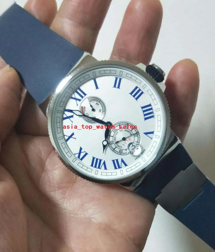 Los más vendidos 2 estilos Relojes de pulsera para hombres de la ONU Nueva fabricación marina Roma digital 266-67-3 43 Fecha automática 45 mm esfera blanca mecánica Auto297G