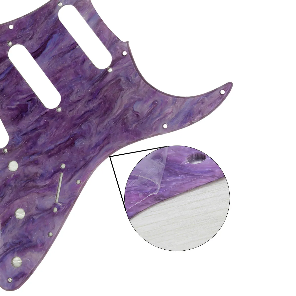 紫色の貝色のエレクトリックギターピックガードスクラッチプレートバックプレート1plyギターアクセサリー用のネジ付き