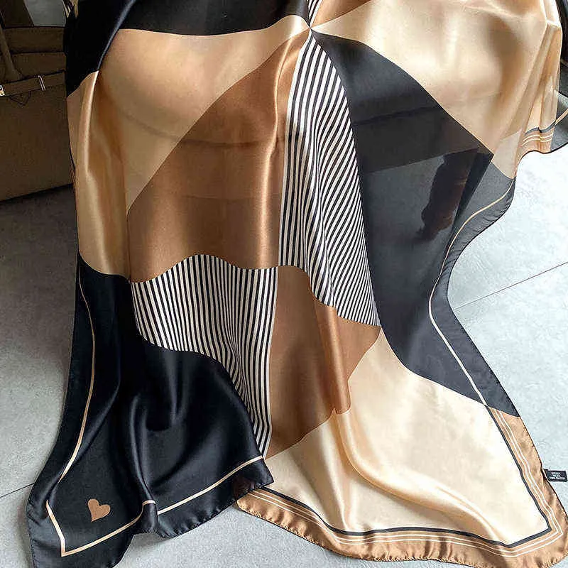 Märke Designer Silk Scarf Kvinna Foulard Bandana Lång Sjalar Wraps Vinter Neck Scarves Pashmina Lady Hijab Luxury New Y220419