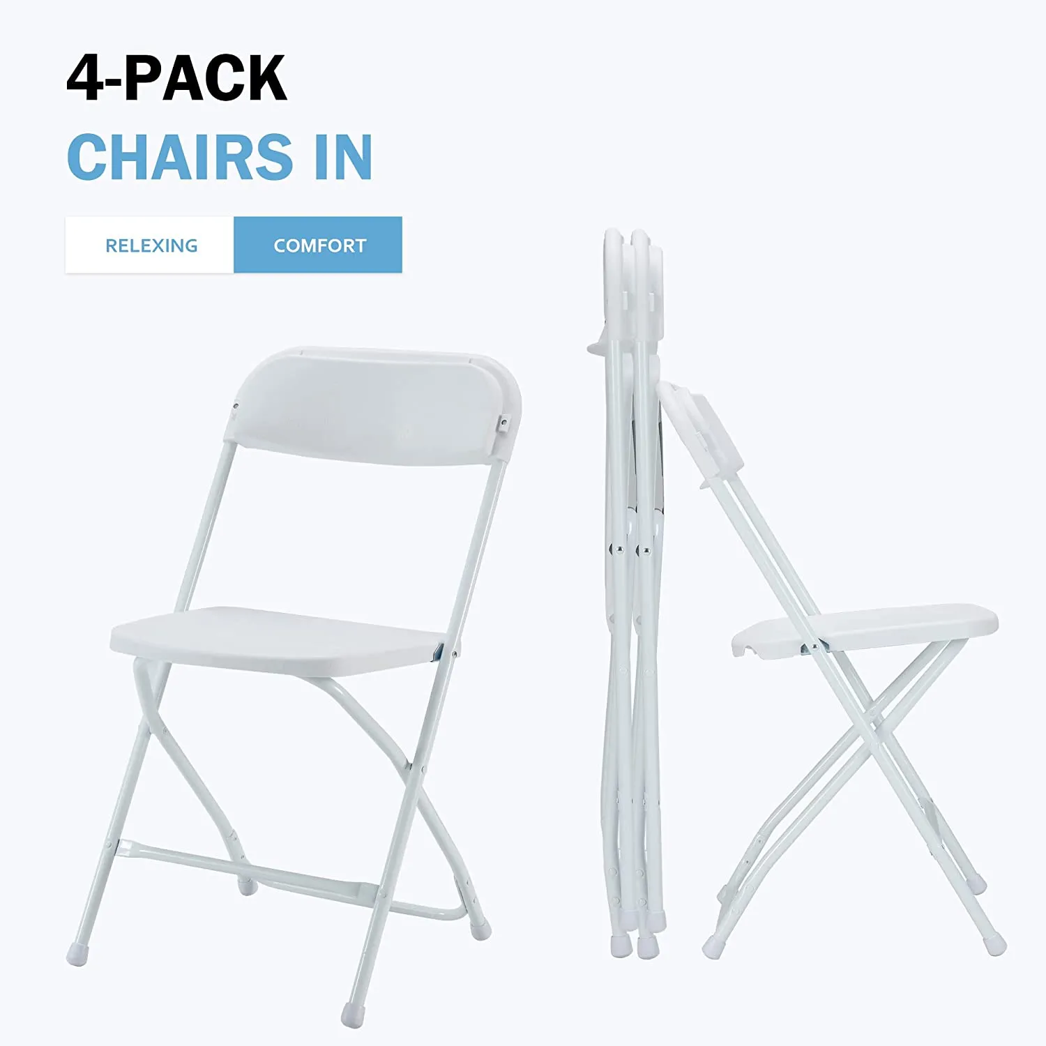 US STOCK 4-Pack Folding Plastic Chairs Portable Chair with Metal Frame Wedding Party Commercial Chairs White Beach Garden Park Supplies sxjun7