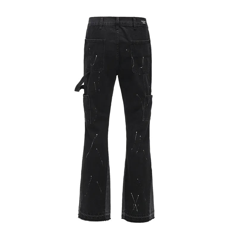 Calça de rua urbana calças de calça de jeans largo de pernas largas de hip hop calças de tinta Splashed Men Men Patchwork Slim Fit Denim Pants for Men 2204284708903