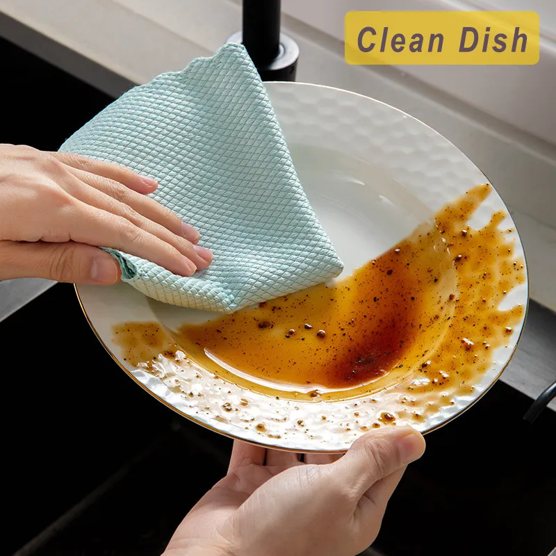 Efficient Glass Cleaning Towel MIrror Cleaning Cloth Absorbent Kitchen Towels 25x25cm Napkin for Glass Dish Washing Wiping Rag 220727