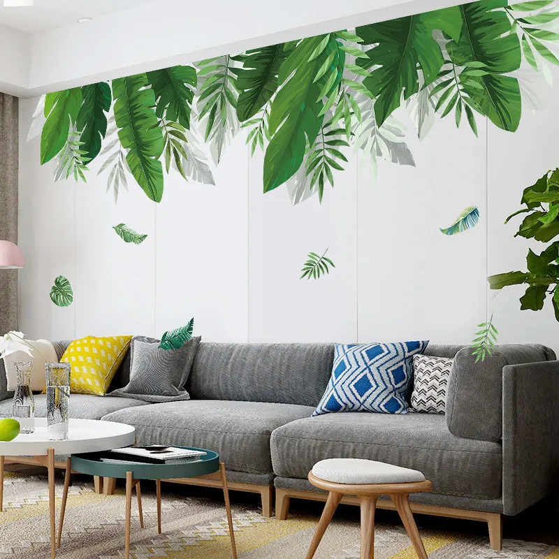 열대 식물 바나나 잎 벽 스티커 거실 침실 배경 장식 비닐 데칼 홈 포스터 220607