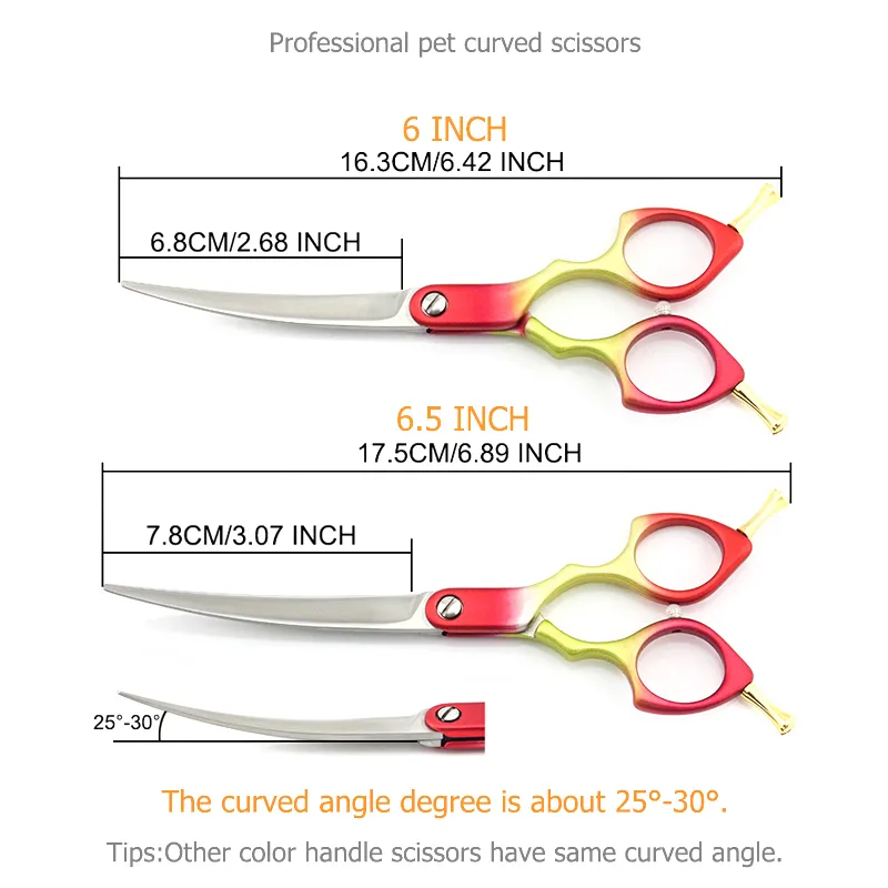 Tesoura de cães profissionais tesouras tesouras curvas de cães tesouras tesouras de estimação de 6 polegadas 6 polegadas 6,5 polegadas Curvadas Scissors Super JP440C 220621