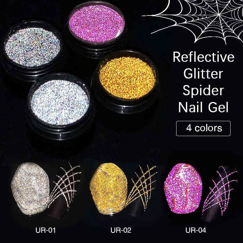 Nxy nagelgel reflekterande glitter polsk mousserande effekt tråd web silke linje teckning konst målning lack 0328