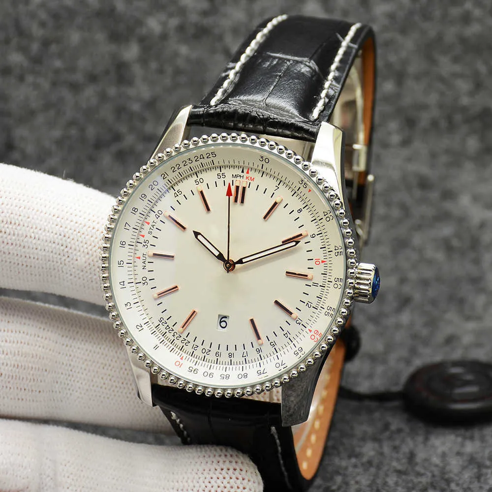 Navitimer 46mm relógio de qualidade cronógrafo movimento quartzo mostrador preto 50º aniversário relógio masculino pulseira de aço relógios de pulso masculinos236a