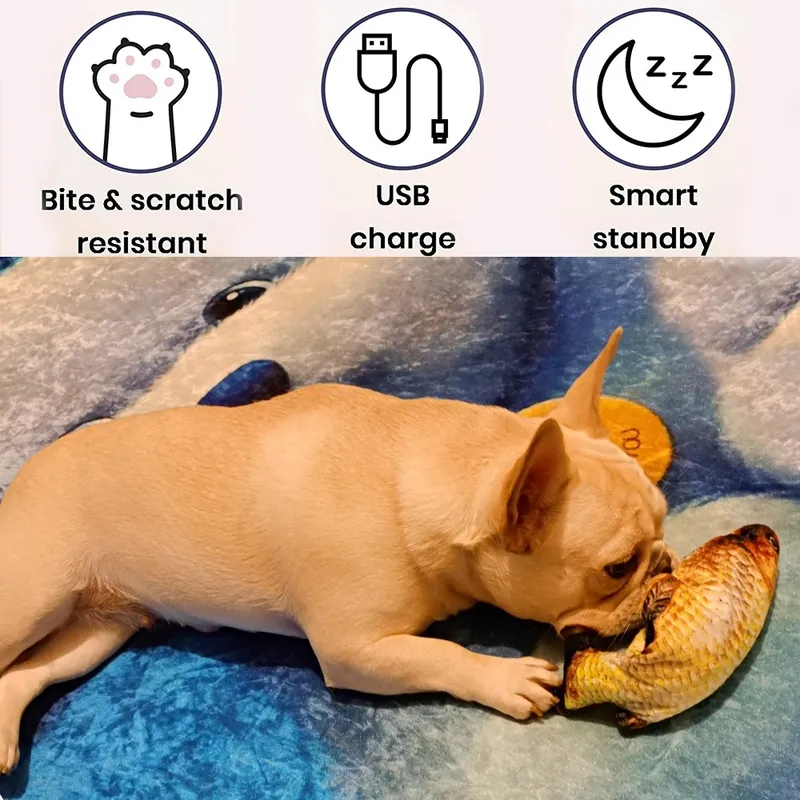 Interactive Dogs Toy Funny Electric Wiggling Fish for Pet Toothbrush Chew Training Puppy Fit For All Pets Dog Molar 220510