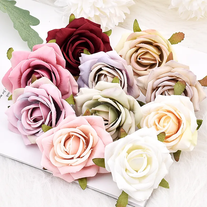 7cm Białe sztuczne głowice kwiatowe jedwabiu dekoratywne scrapbooking na domowe dekoracje urodzinowe Fałszywe kwiaty róży 220811