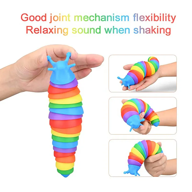 Fidget 3D jouet Slug Imprimé Articulé Sticky Stretch Sensory Toys pour Autistic Friendly 220531