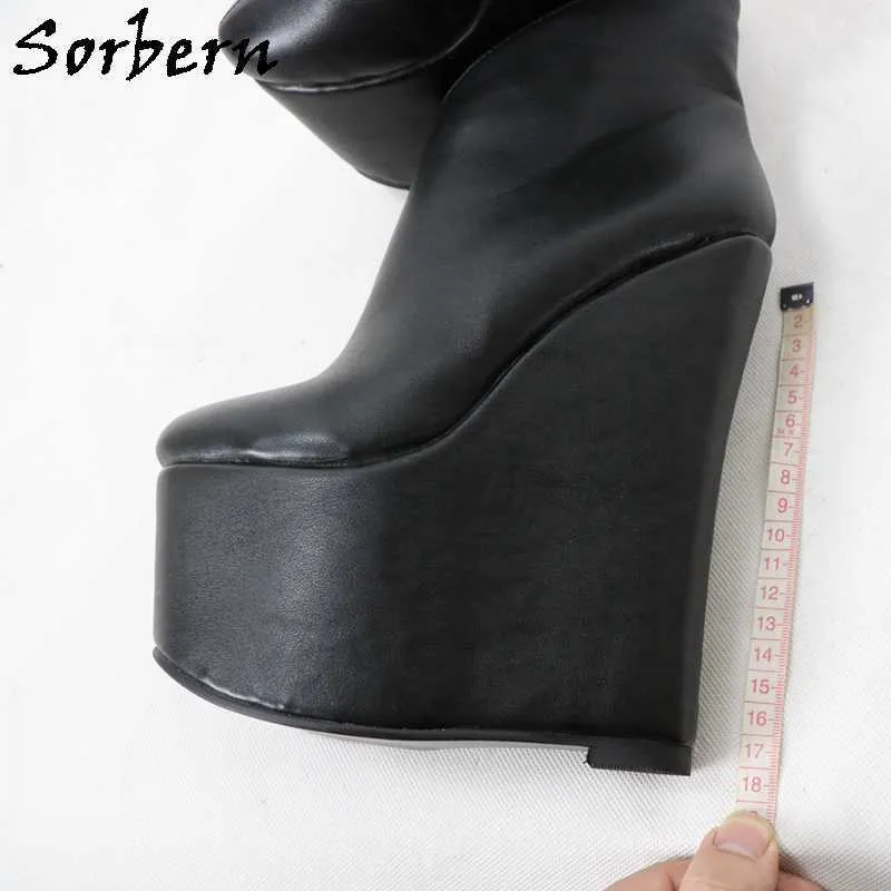 Sorbern – bottines noires mates pour femmes, chaussures à plateforme, talons hauts, Style hiver, petite taille 36 couleurs personnalisées