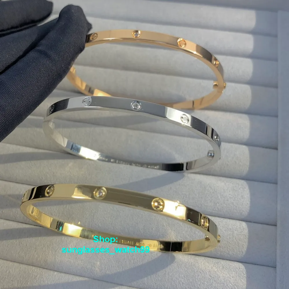 XIS diamanten Love bangle smalle versie armband goud Au 750 18 K nooit vervagen 16-19 maat met doos officiële replica topkwaliteit luxu285f
