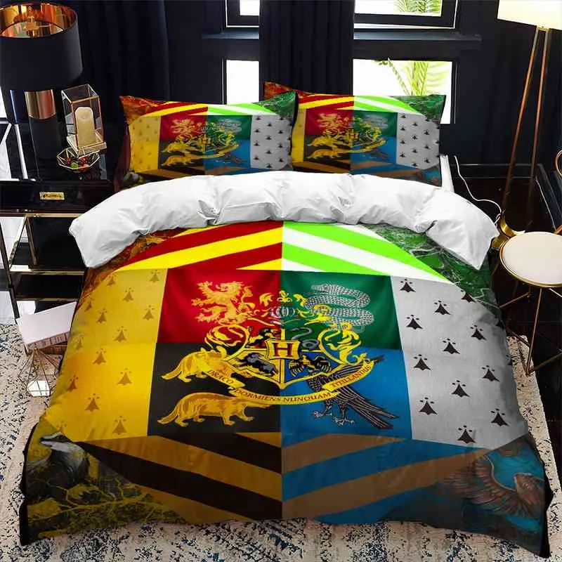 School of Magic Double Bed Däcke Cover Set Queen Calico Twin Size Comporter Bedding Single Complete