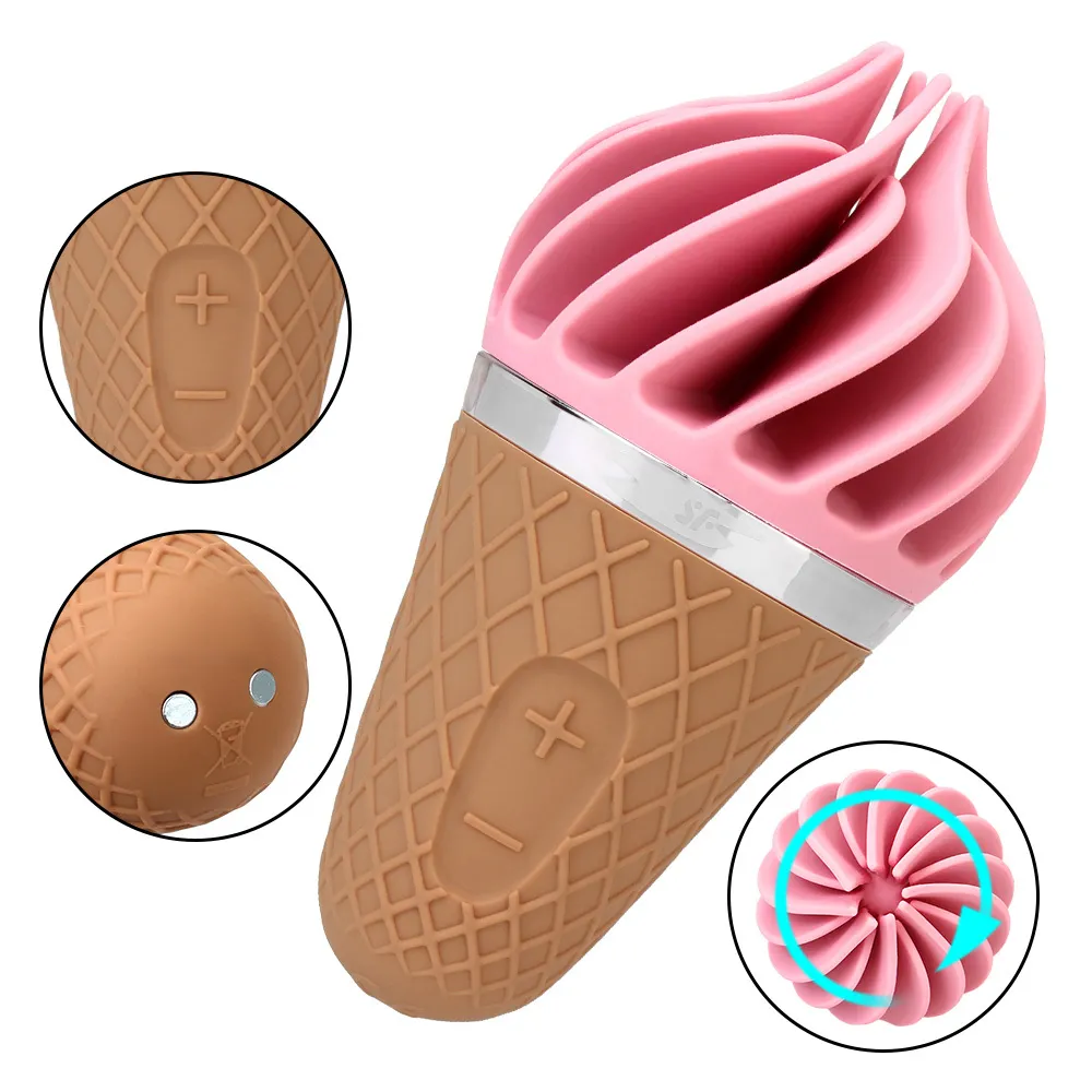 Mini crème glacée sexy vibrateur Masturbation féminine point G stimulateur de Clitoris Silicone souple cône jouet pour les femmes