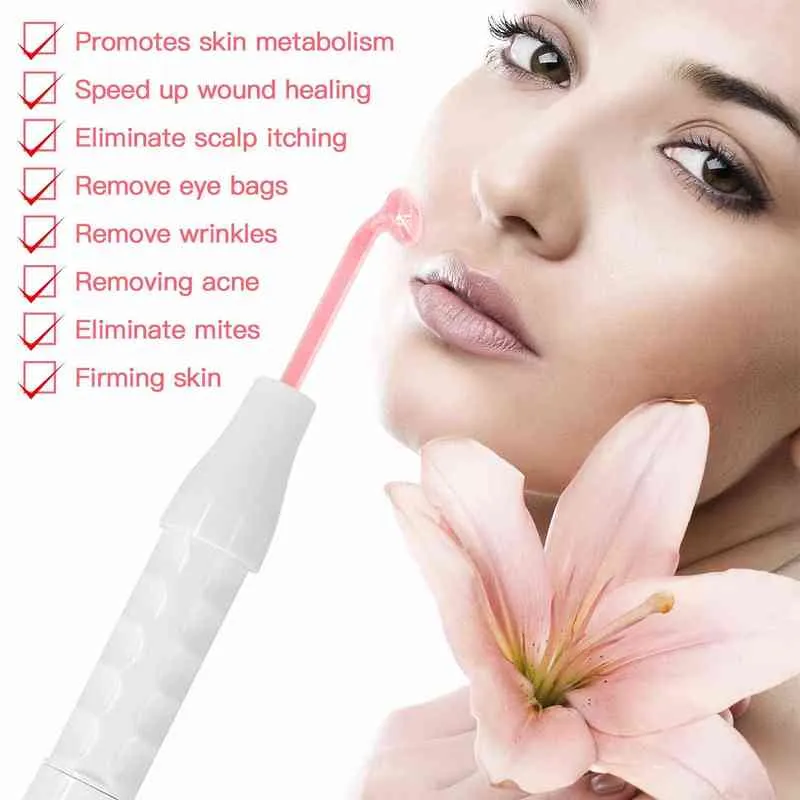 High Frequency Electrotherapy Electrode Light Acne Wand Skin Care Spot Remover Facial Spa Beauty Machine Face Clean 220520