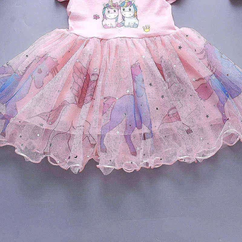1 2 3 4 5 anni Neonate vestono estate Cute Cartoon Mesh Fashion Little Princess Dress Regalo di compleanno Abbigliamento bambini G220506