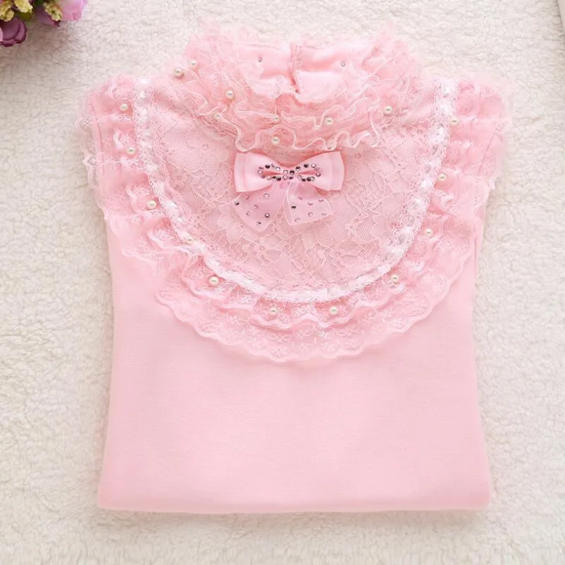 Spring Fall Winter Pearls Lace Bow Long Sleeve School Girl Blouse Shirt For Kids Baby Shirts Girls Tops And Blouses JW3118A 2208081544405