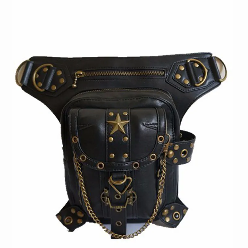 Norbinus steampunk midja benväskor kvinnor män viktoriansk stil holster väska motorcykel lår höft bälte packar messenger axelväskor 220628