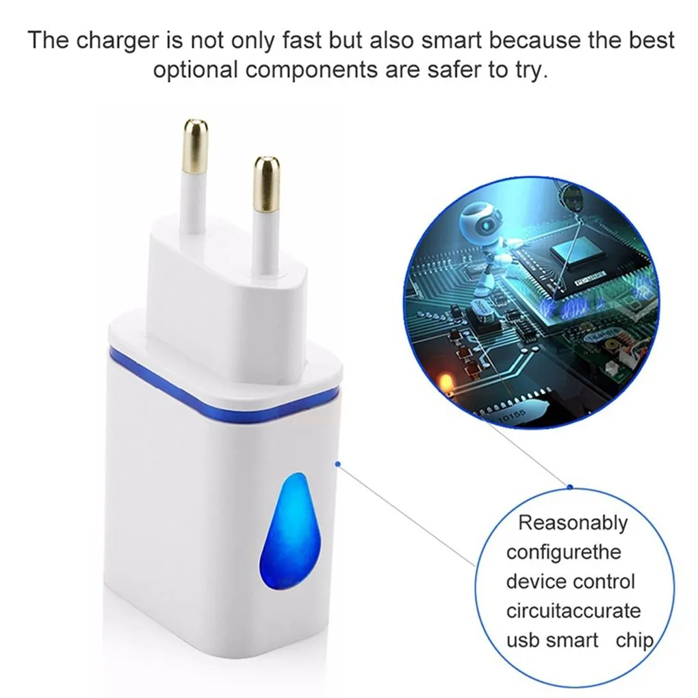 Universal 2.1A 5V LED 2 USB-telefonladdare Fast Wall Charging Adapter US/EU Plug-Charger för Samsung för HTC