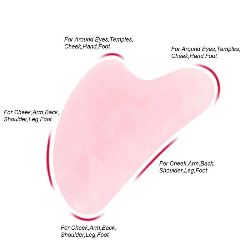 Raspador Gua sha de cuarzo rosa, masajeador facial piedra Ja Natural, terapia presión para cara, cuello y cuerpo, 5 uds.220429