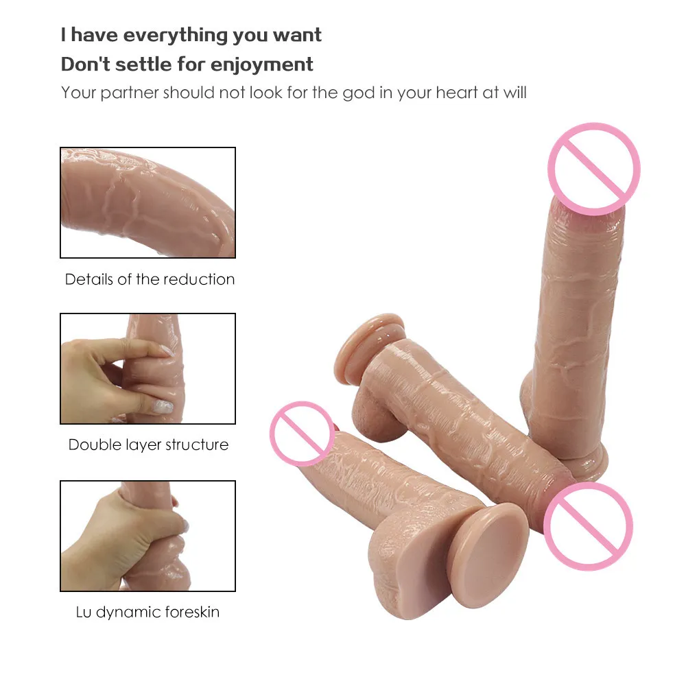 Big Size Pink Glans Realistic Penis Safe Silicone Soft Dildo Fidget Sexy Toys Shop for Women Women Adults 18 Masturbators