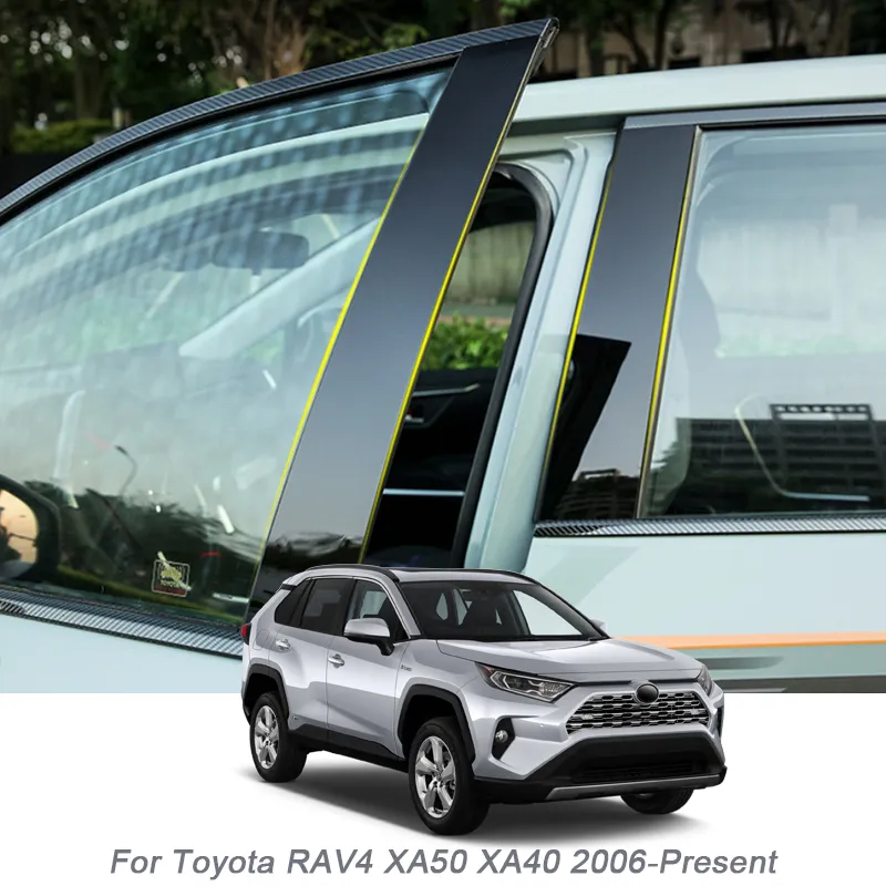 Car Window Center Pillar Sticker PVC Trim Anti-Scratch Film For Toyota RAV4 XA50 XA40 2006-Present External Accessories